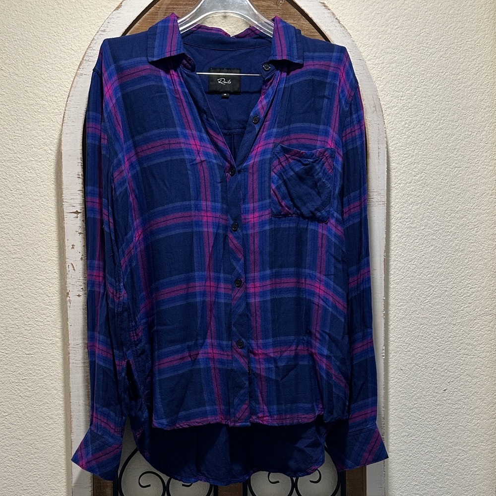 Rails Blue and Pink Plaid Button Down Shirt
